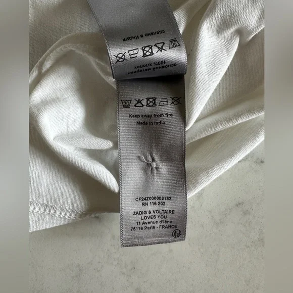 ZADIG & VOLTAIRE Tunisien Embellished Skull T-shirt In White Size Medium - Picture 6 of 6